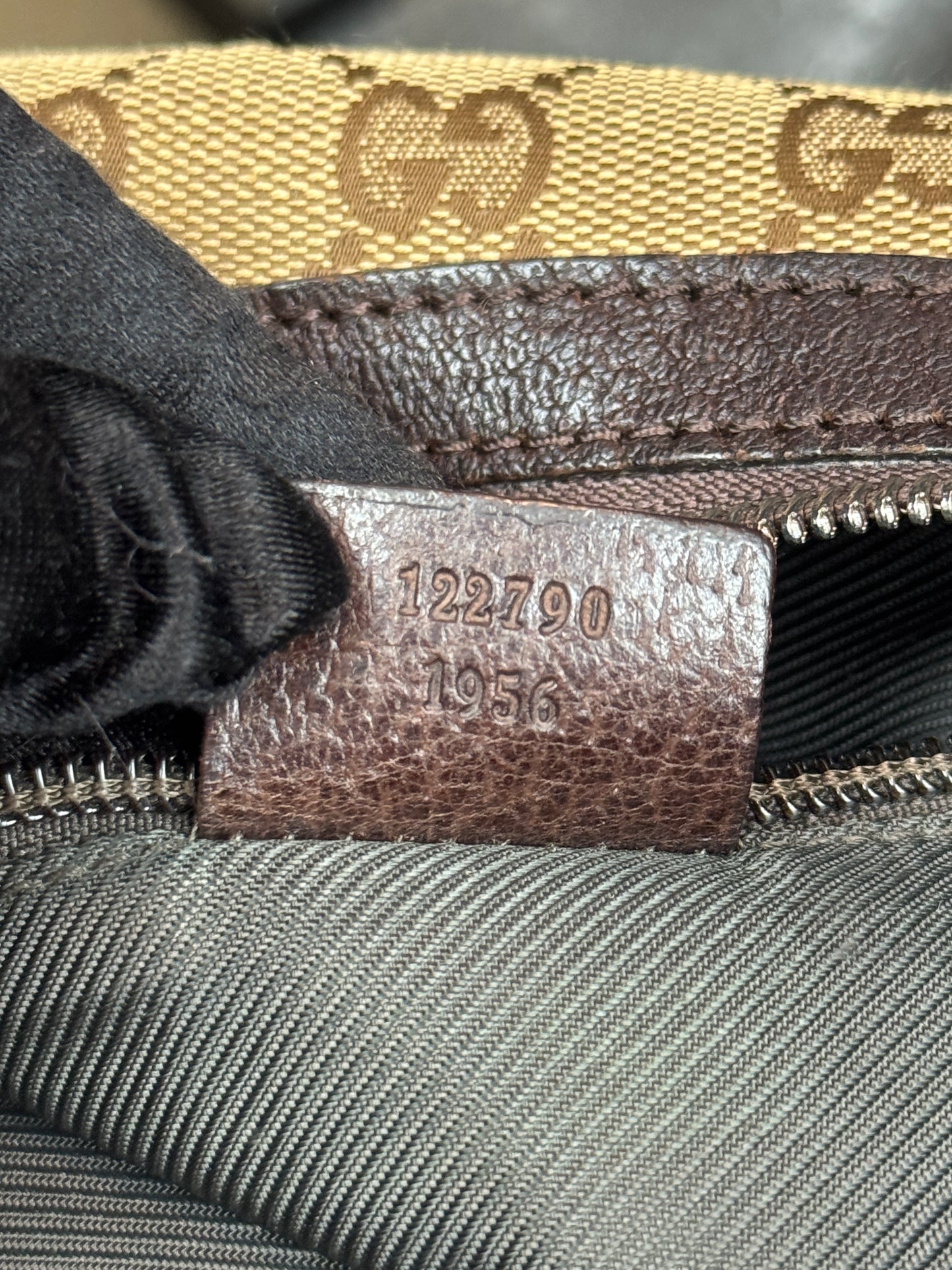 GUCCI Hobo Halfmoon Double Button GG Canvas Brown