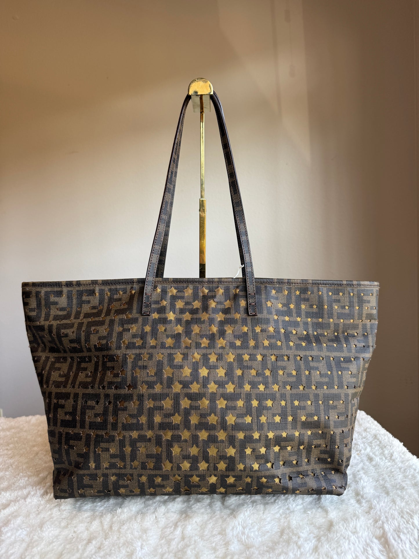 FENDI Tobacco Zucca Print Star Perforated Coated canvas Medium