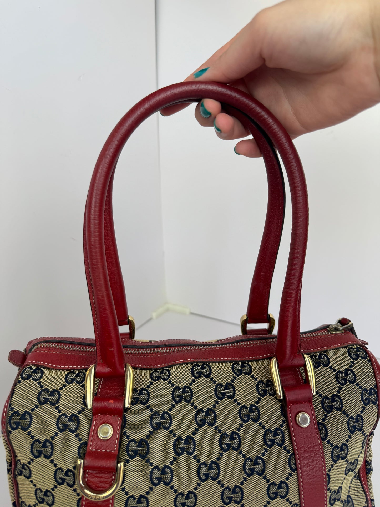 Gucci GG Canvas Boston Navy and red